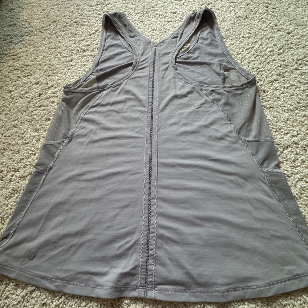 Lululemon Gray tank top sheer mesh 6/8